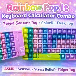 Rainbow Pop It Keyboard Calculator Combo Fidget Sensory Toy